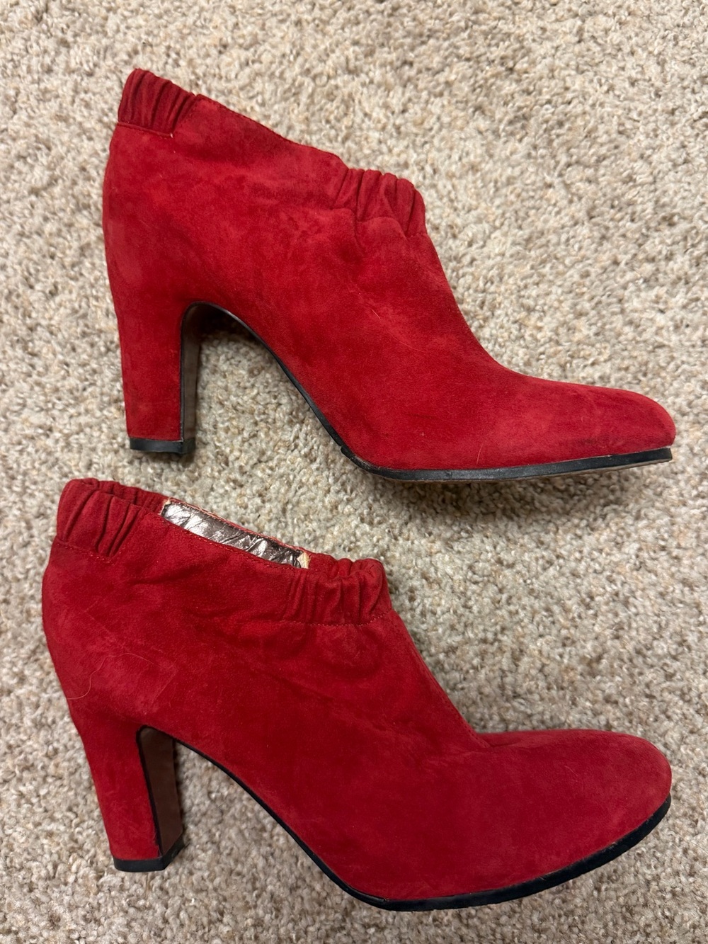 Sam Edelman Red Suede High Heel Ankle Booties